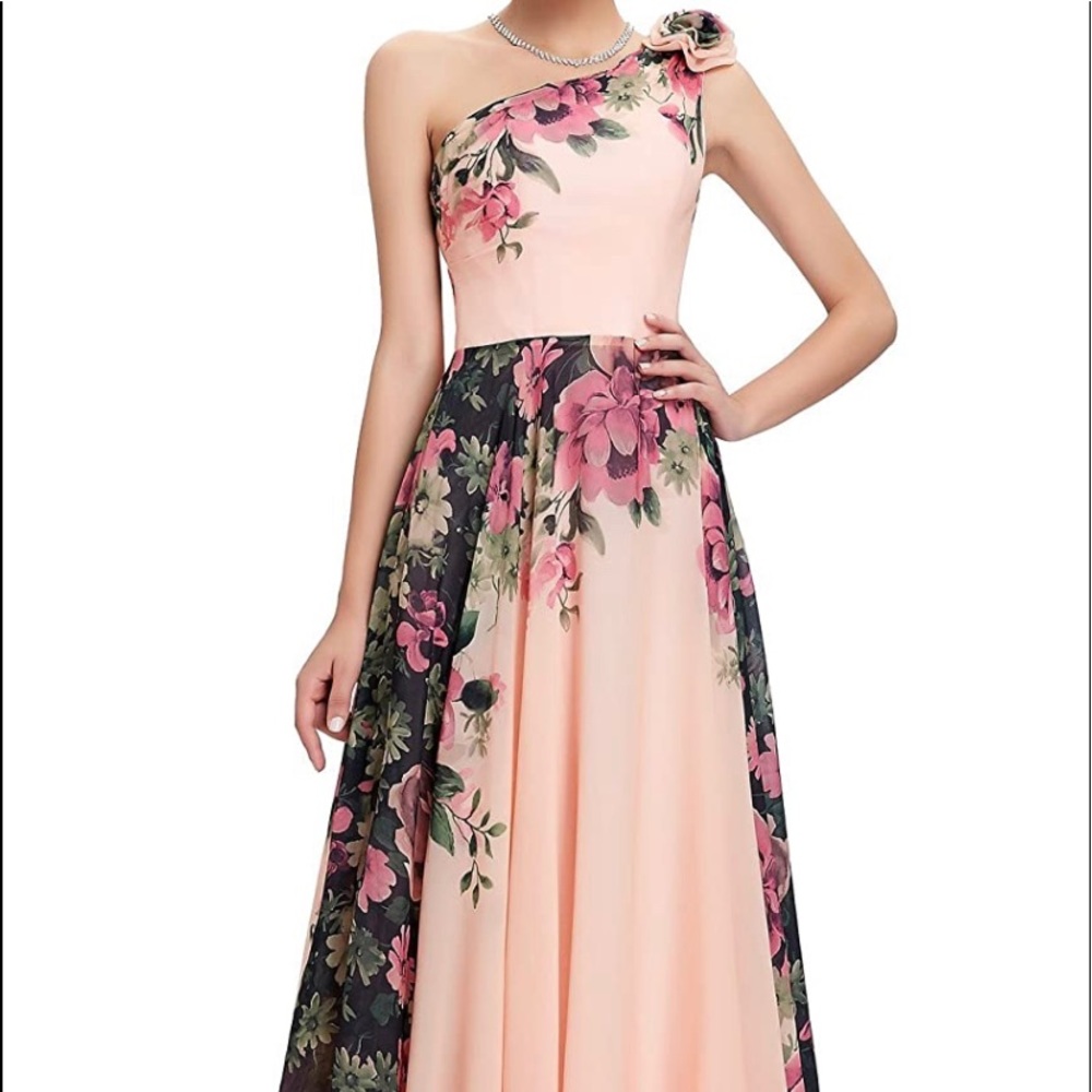GRACE KARIN Floral Print Graceful Chiffon Dress (Multi-Colored)